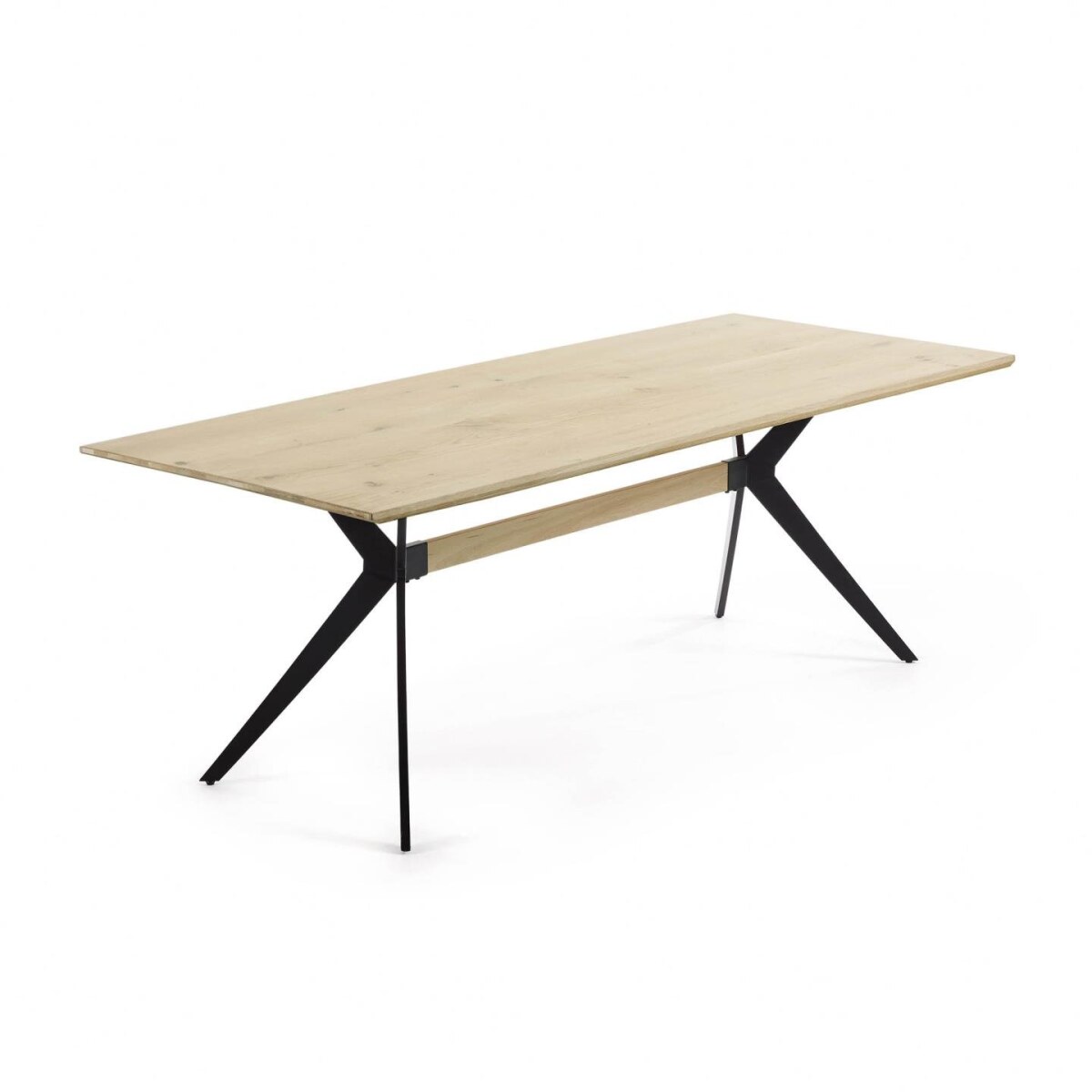 Amethyst table with bleached oak veneer and black steel legs 160 x 90 cm