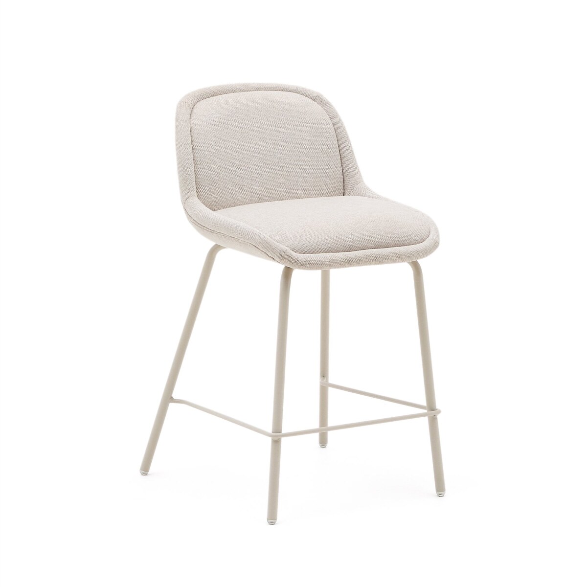 Aimin stool in beige chenille fabric with steel legs in a beige paint finish 65 cm FSC Mix Credit