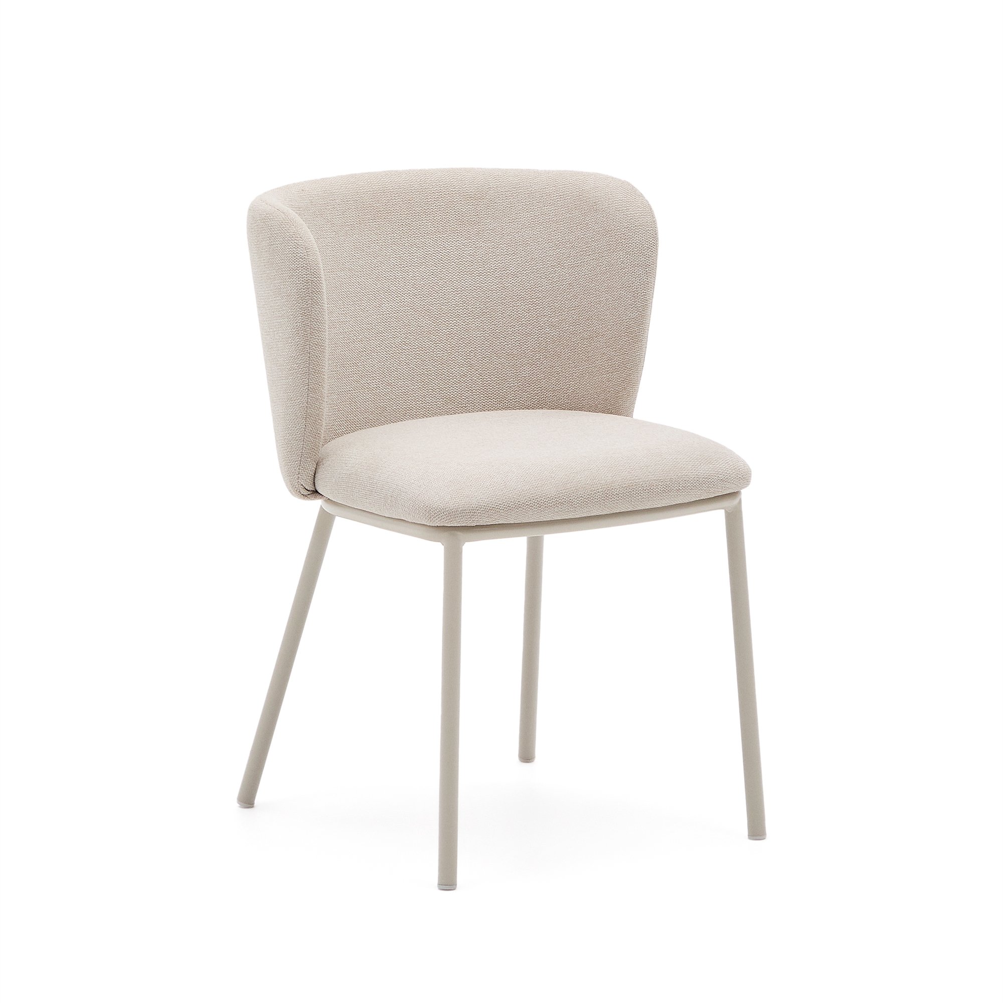 Chaise Ciselia en tissu chenille beige et et acier beige FSC Mix Credit