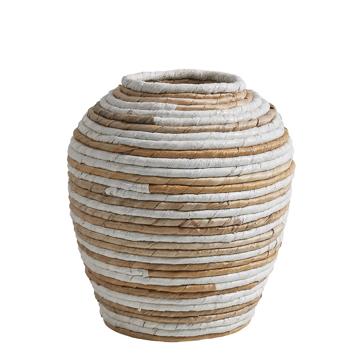 GOA decorative jar natural and white abaca dia 28x31