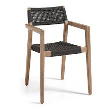 CORVETTE armchair acacia white washed rope dark grey _ DESTOCKAGE