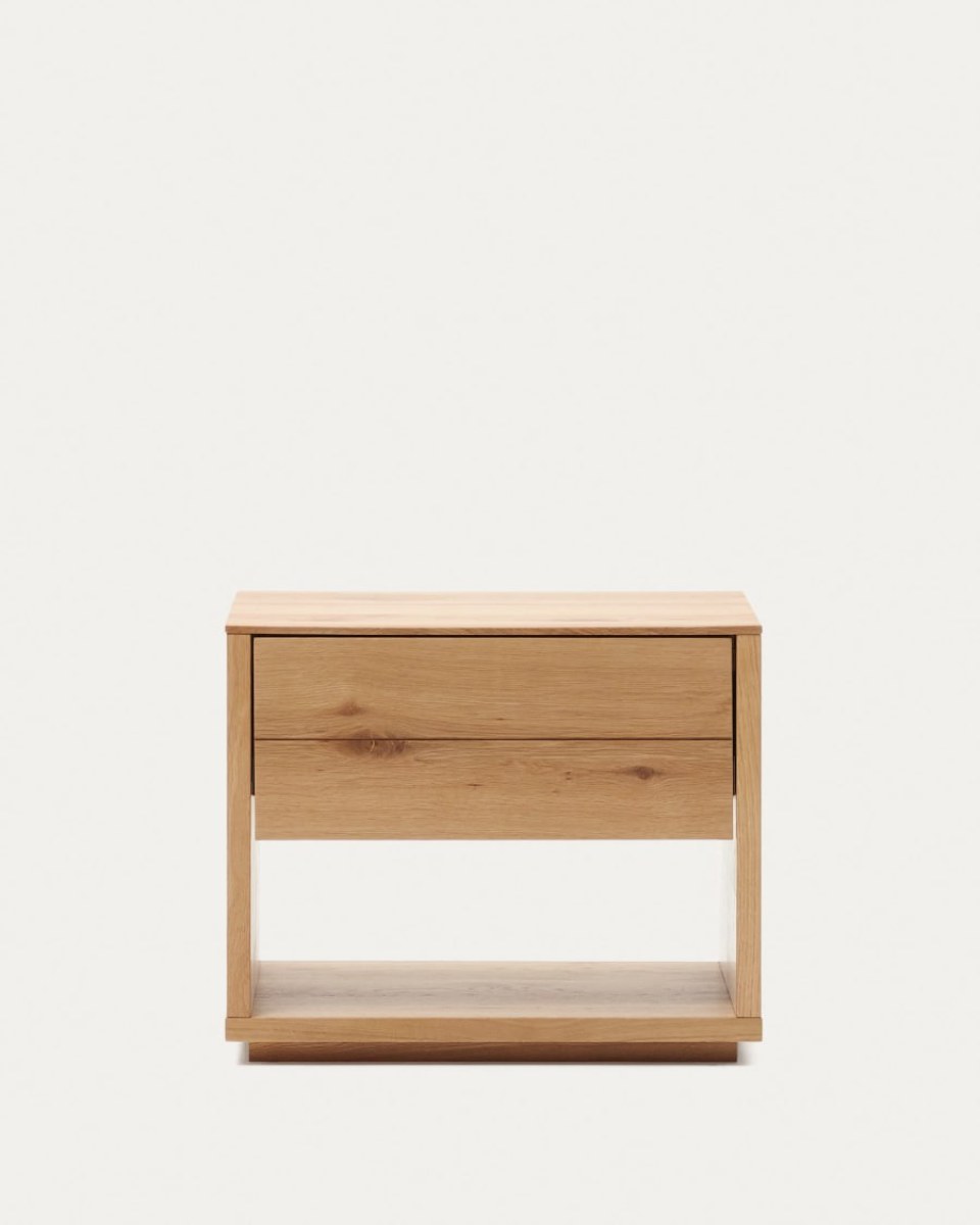 Alguema bedside table in oak wood veneer with natural finish. 60 x 50 cm