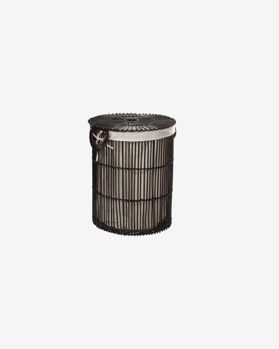 Fayna laundry baskets in 100% rattan with black finish _ SMALL