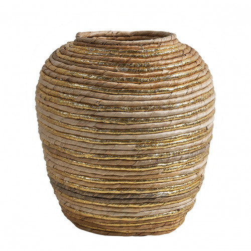 GOA decorative jar natural and golden abaca dia 32x36