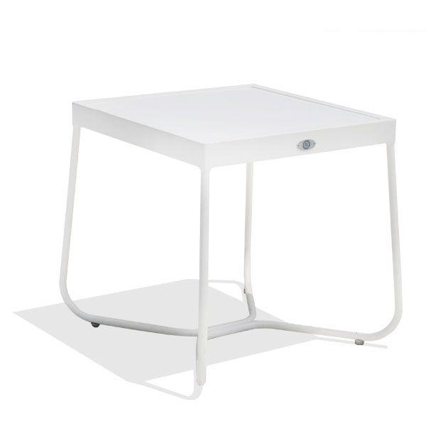 23745 TUSCANY SIDE TABLE WHITE FRAME - WHITE GLASS TOP 6MM