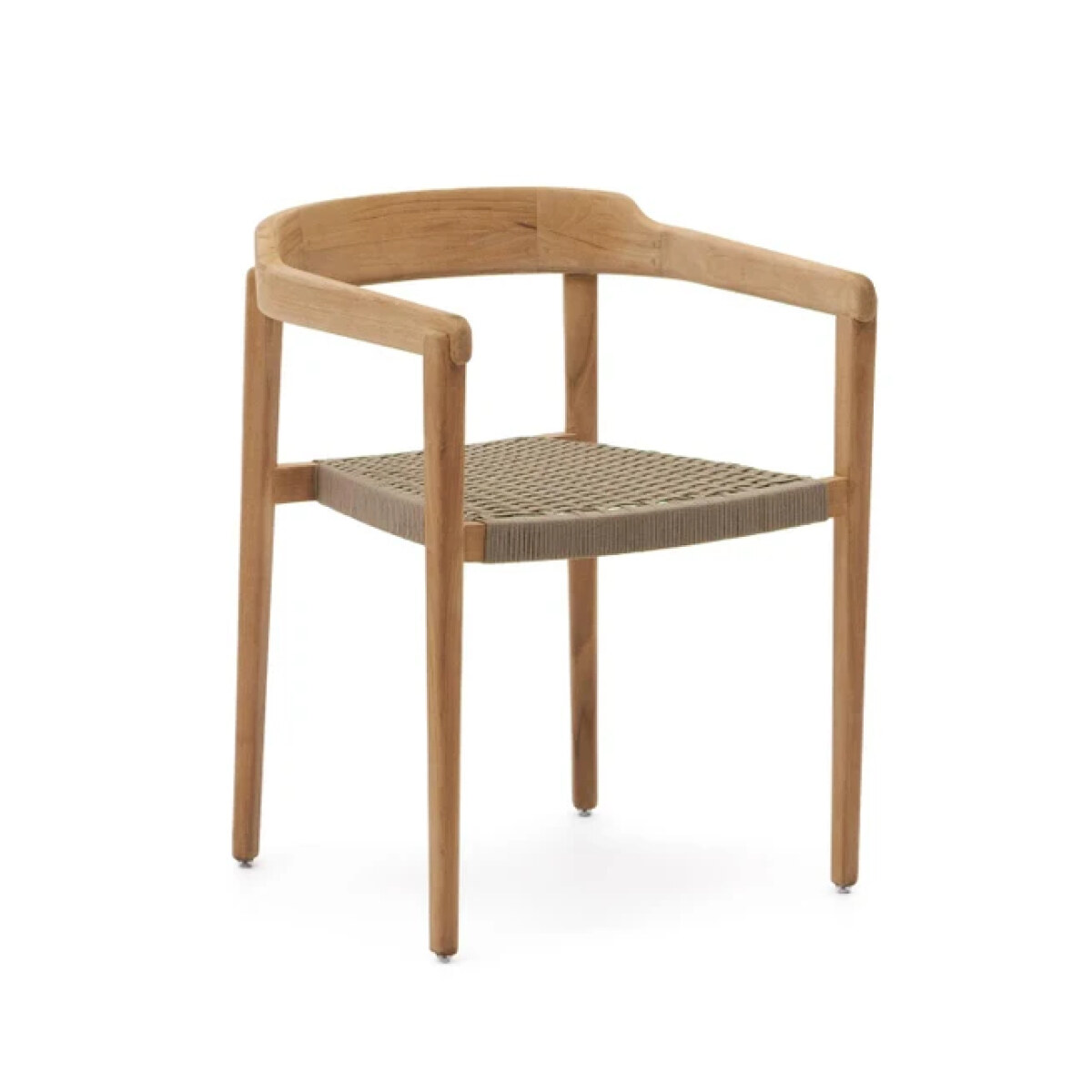 Icaro stackable chair solid teak wood with natural finish and beige rope cord. FSC 100%