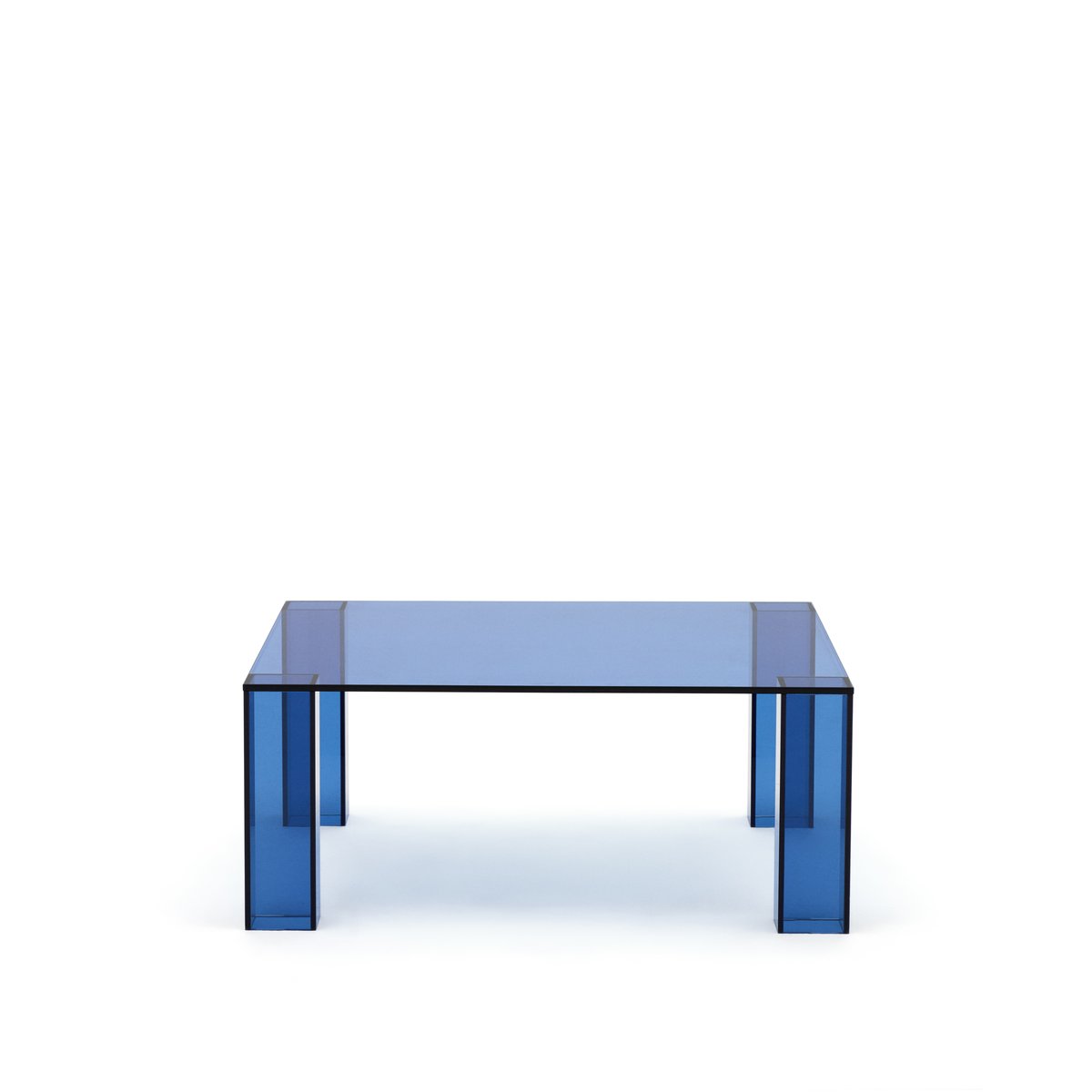Adularia blue tempered-glass side table 85 x 85 cm