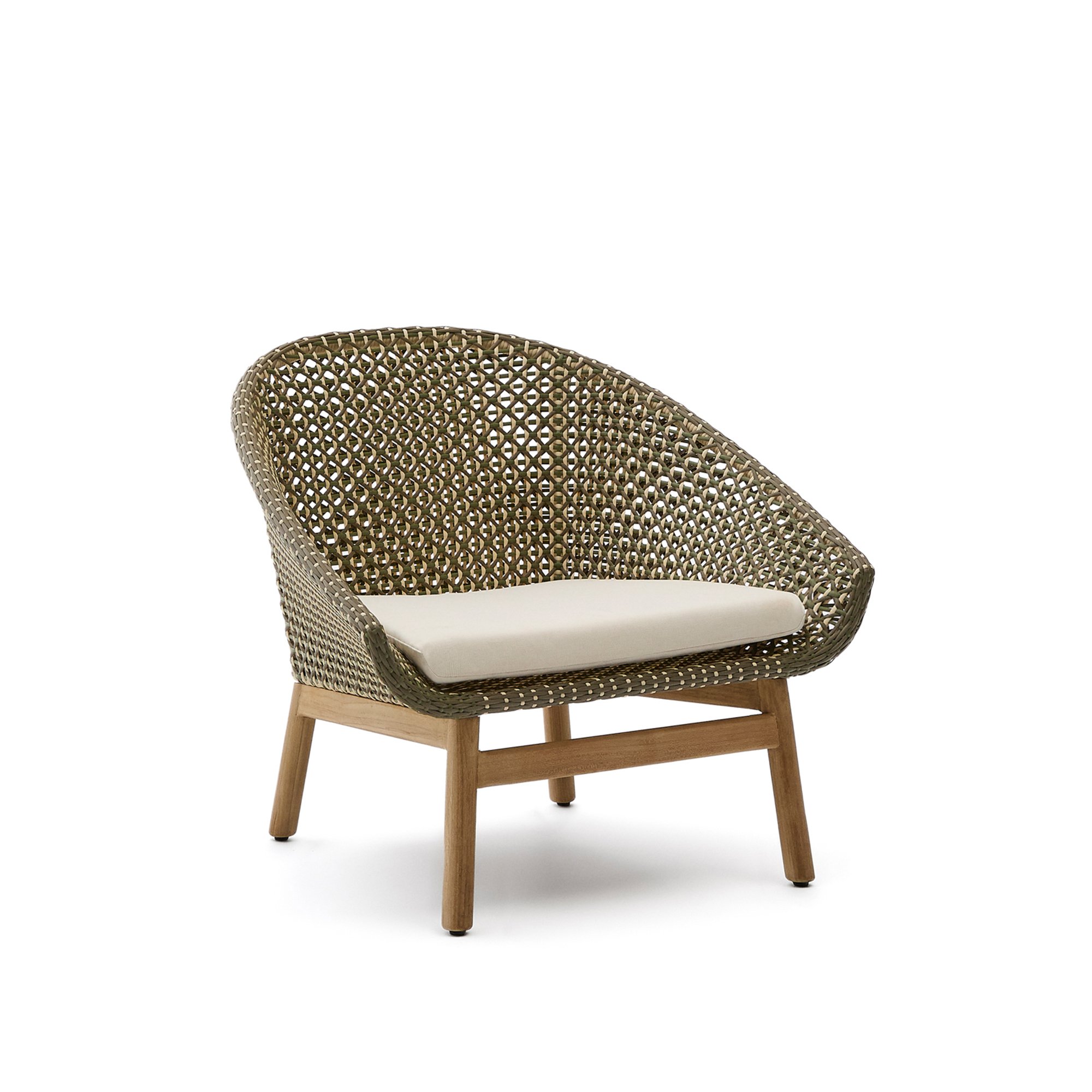 Olbia armchair made of synthetic rattan and FSC 100% solid teak wood