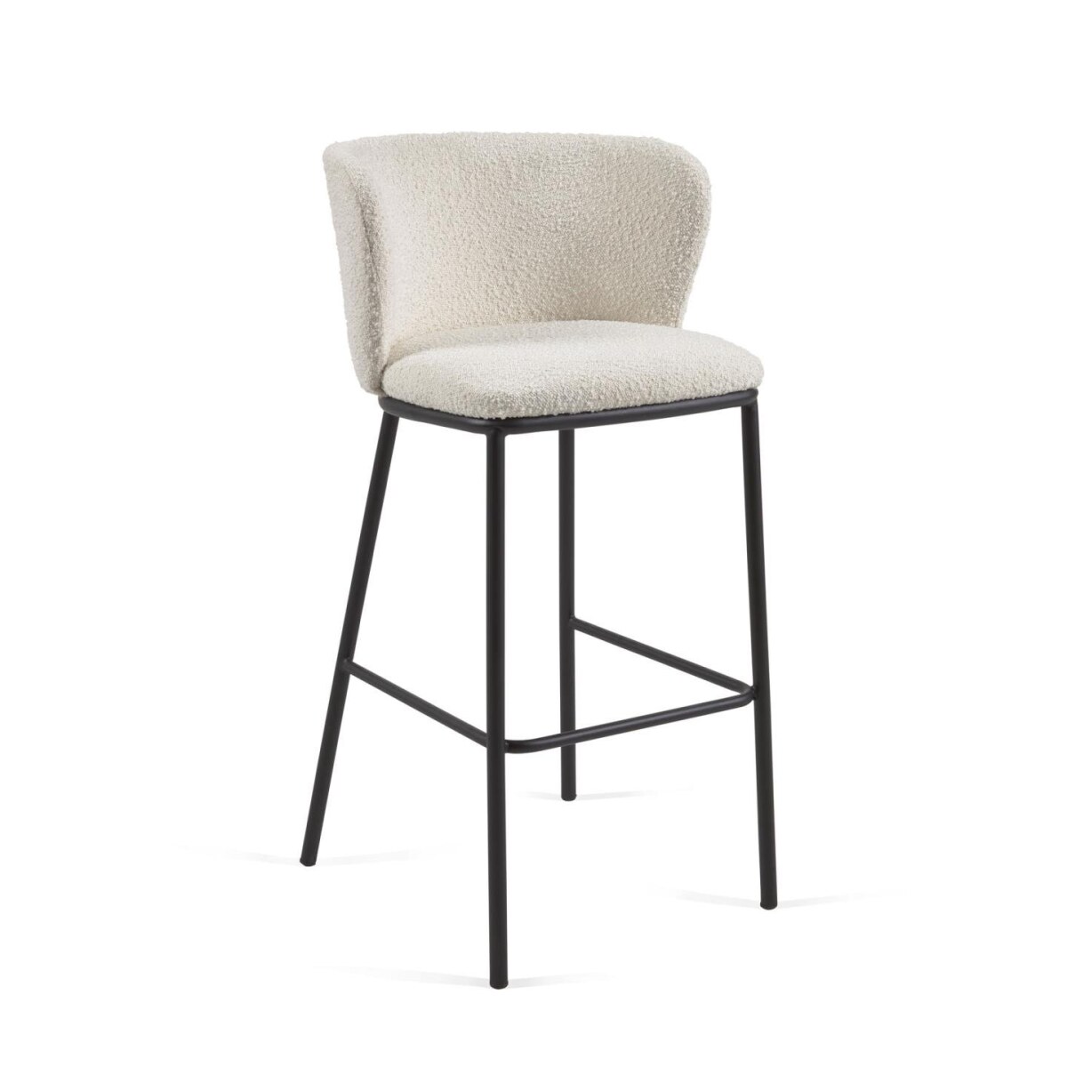 Ciselia white terry stool and black steel legs  height 75 cm  FSC Mix Credit