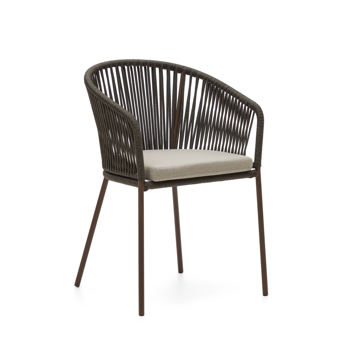Yanet green rope chair with galvanised steel legs