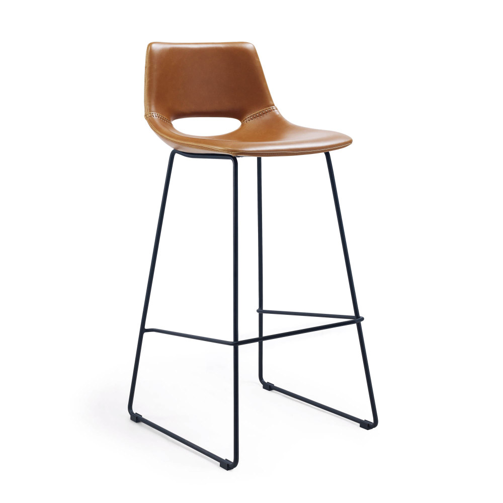 Brown synthetic leather Zahara barstool height 76 cm