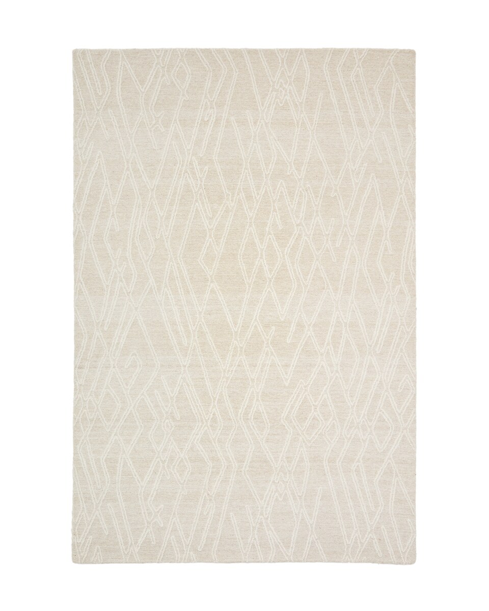 Selira Beige EmbroideredÂ© Effect Wool Rug 300â² x 200â¬ cm