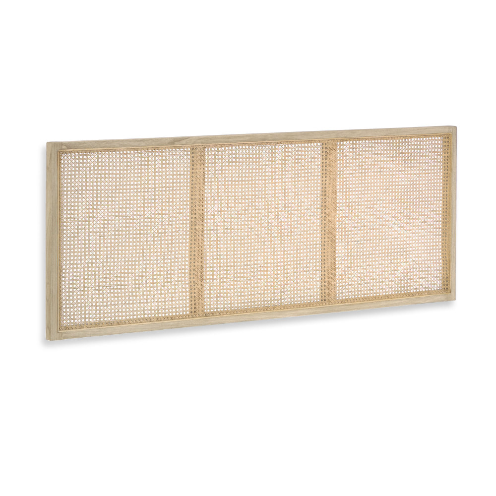 Rexit solid mindi wood and veneer headboard with rattan 163 x 65 cm