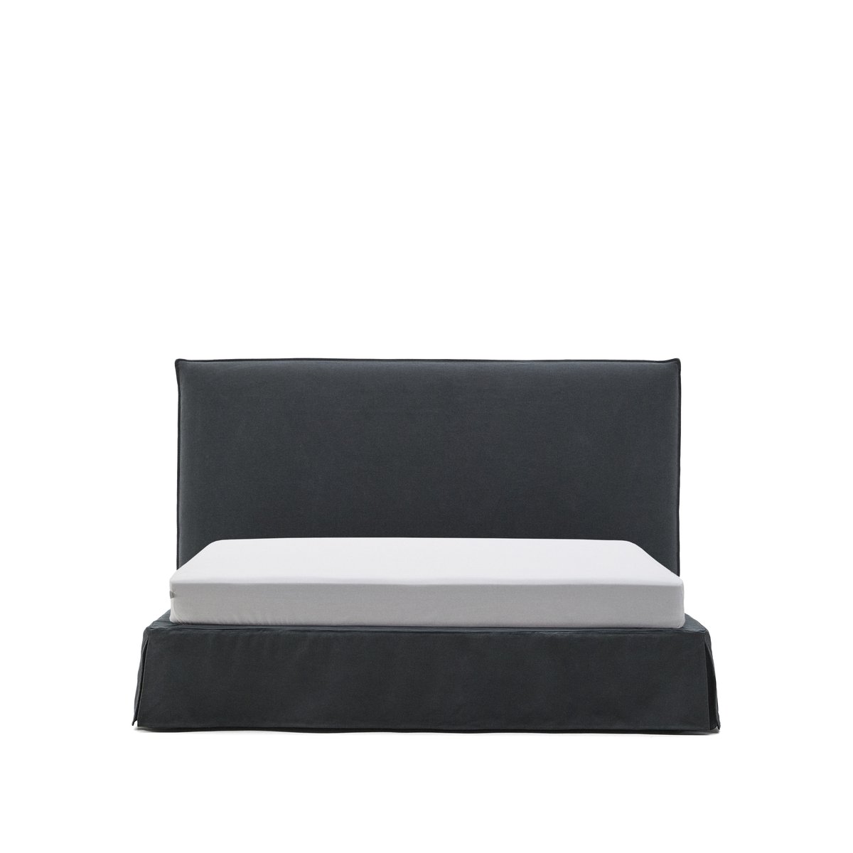 Anthracite grey linen and cotton Jaira bed with removable cover for a 180 x 200 cm FSC Mix Credit mattress