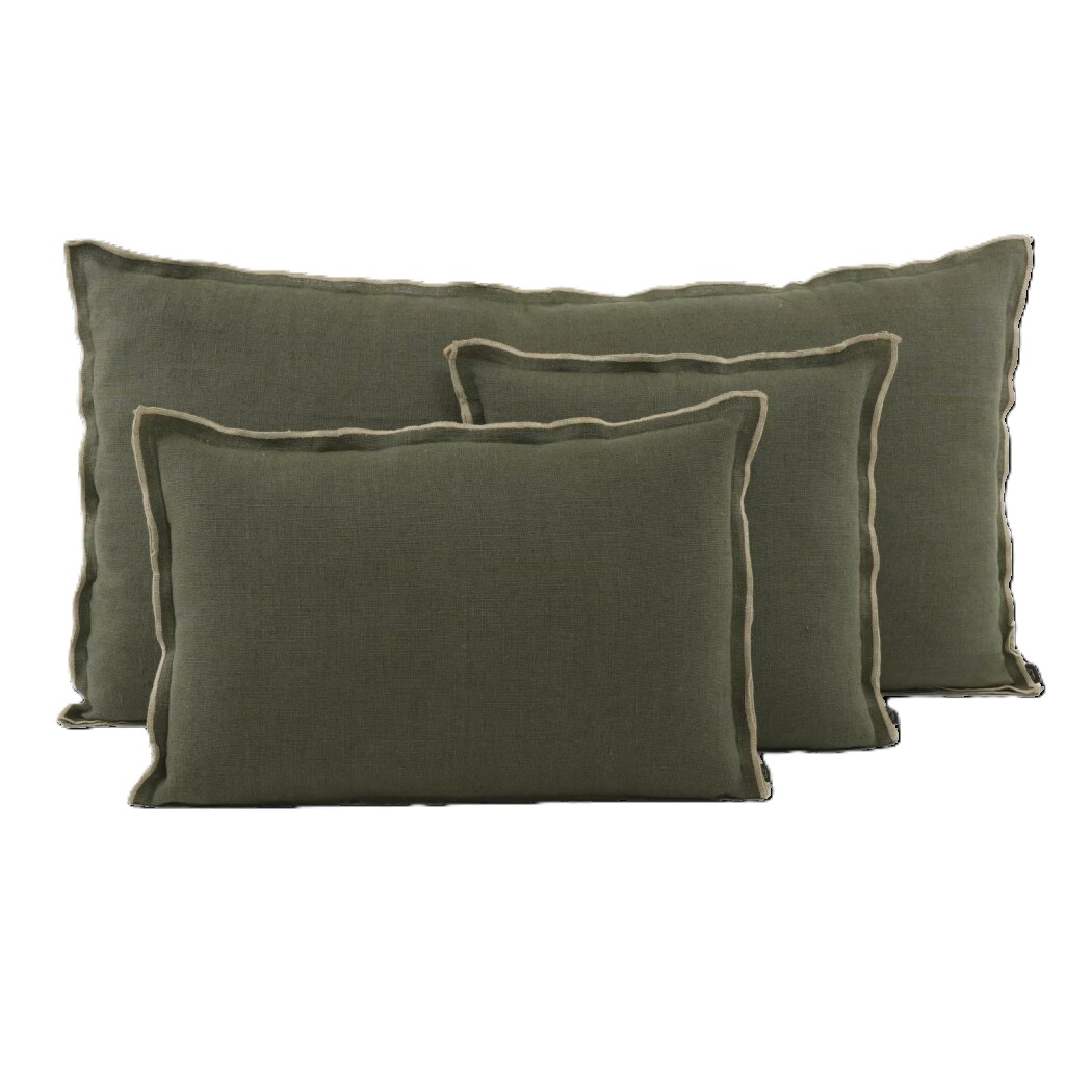 SEONI CUSHION KAKI LINEN 18X18 INCHES 45X45 CM