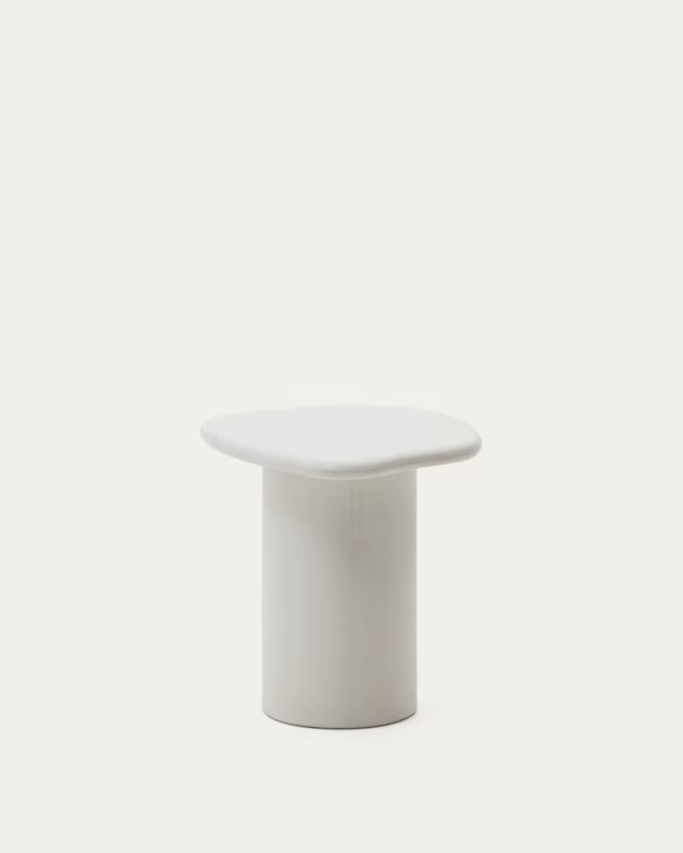Macarella white cement side table. 48 x 47 cm