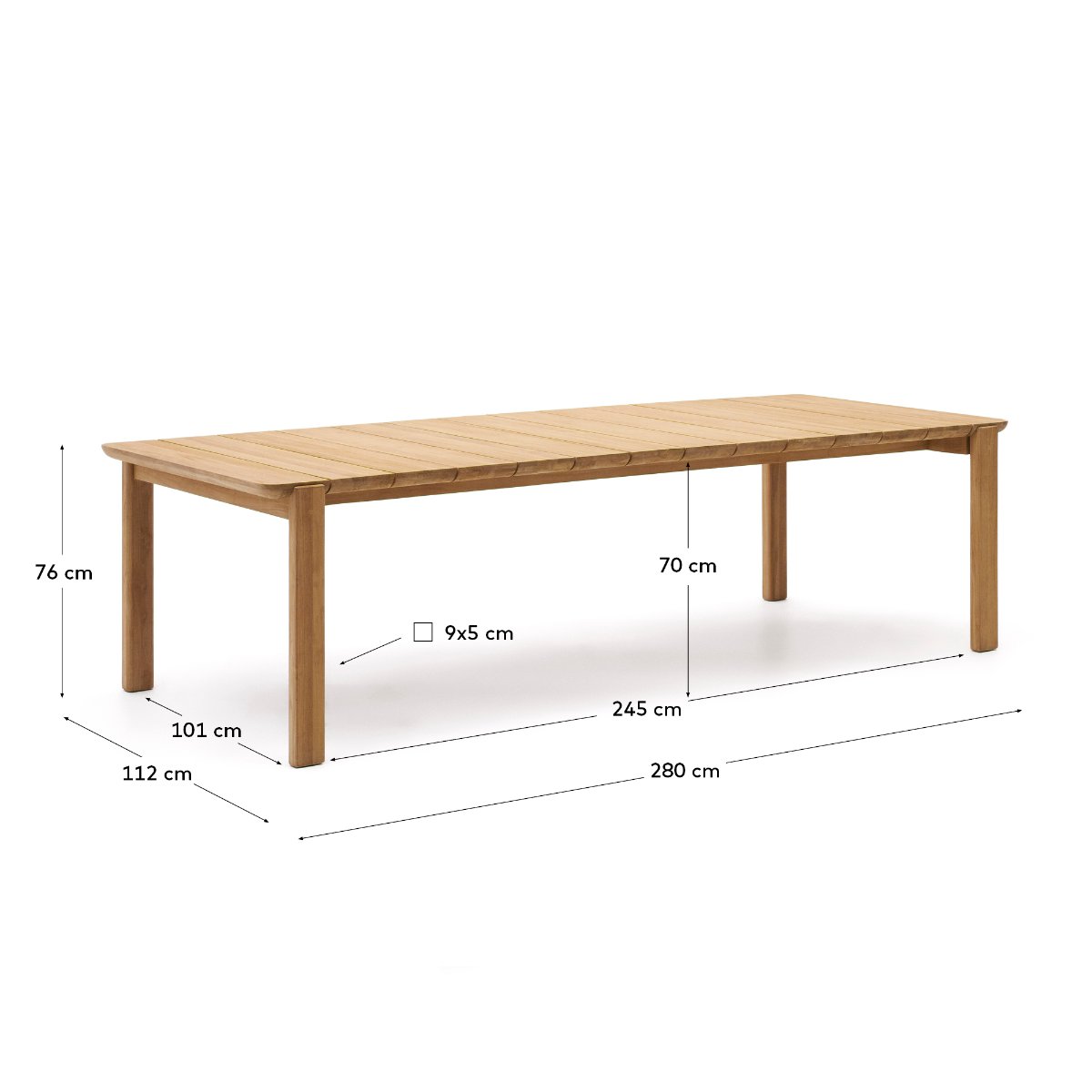 Icaro table made from solid teak wood 280 x 112 cm FSC 100%