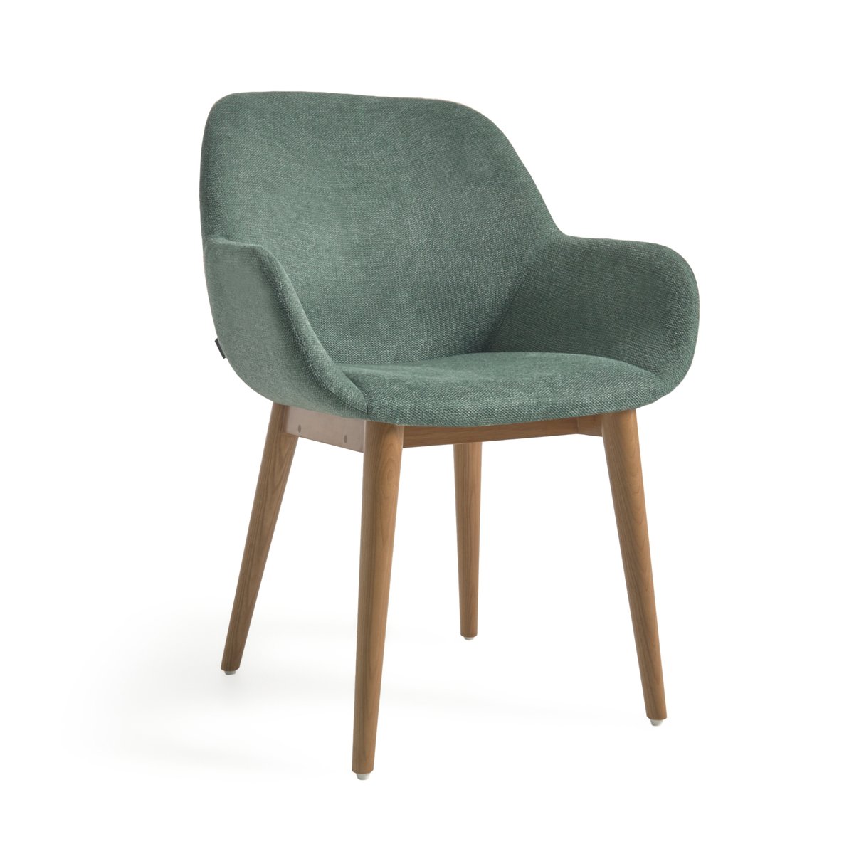Konna chair in green with solid ash wood legs in a dark finish
