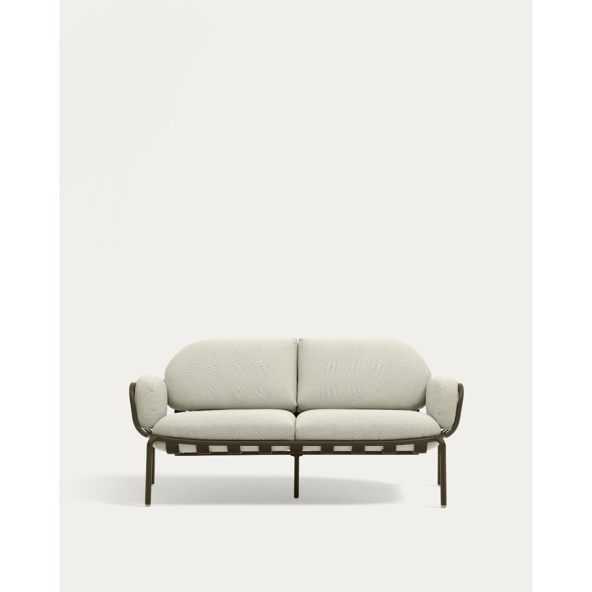 Joncols outdoor 2-seater sofa in aluminium with green painted finish and beige cushions 164cm