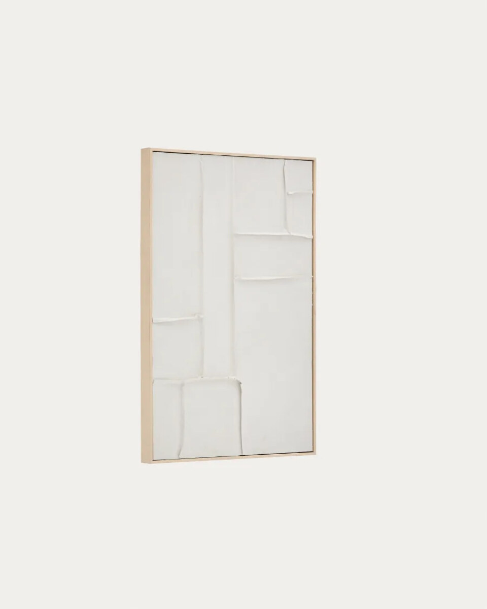 Klis white linen picture with geometric shapes. 60 x 90 cm