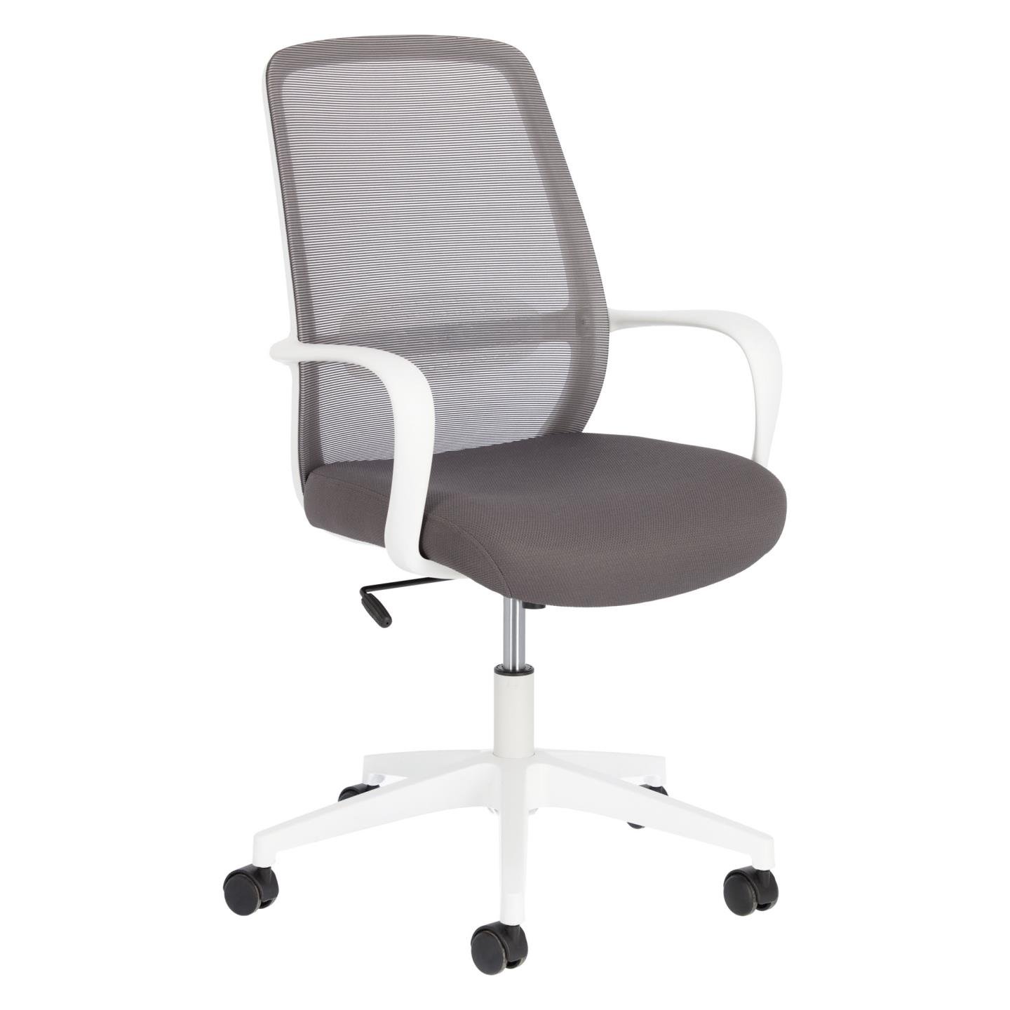 Melva office chair in grey and legs made of steel in white