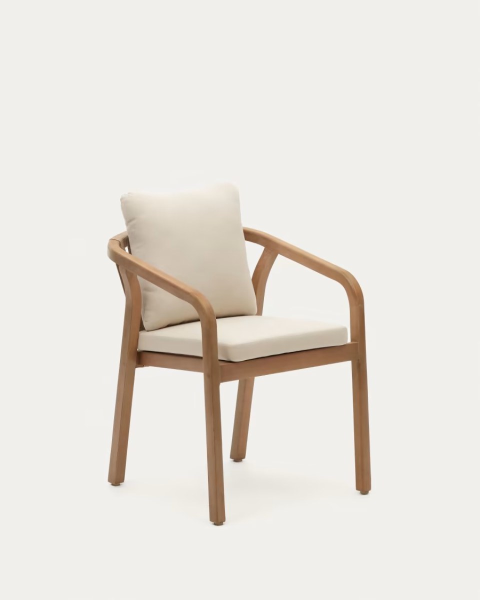 Malaret chair in solid eucalyptus and beige cord