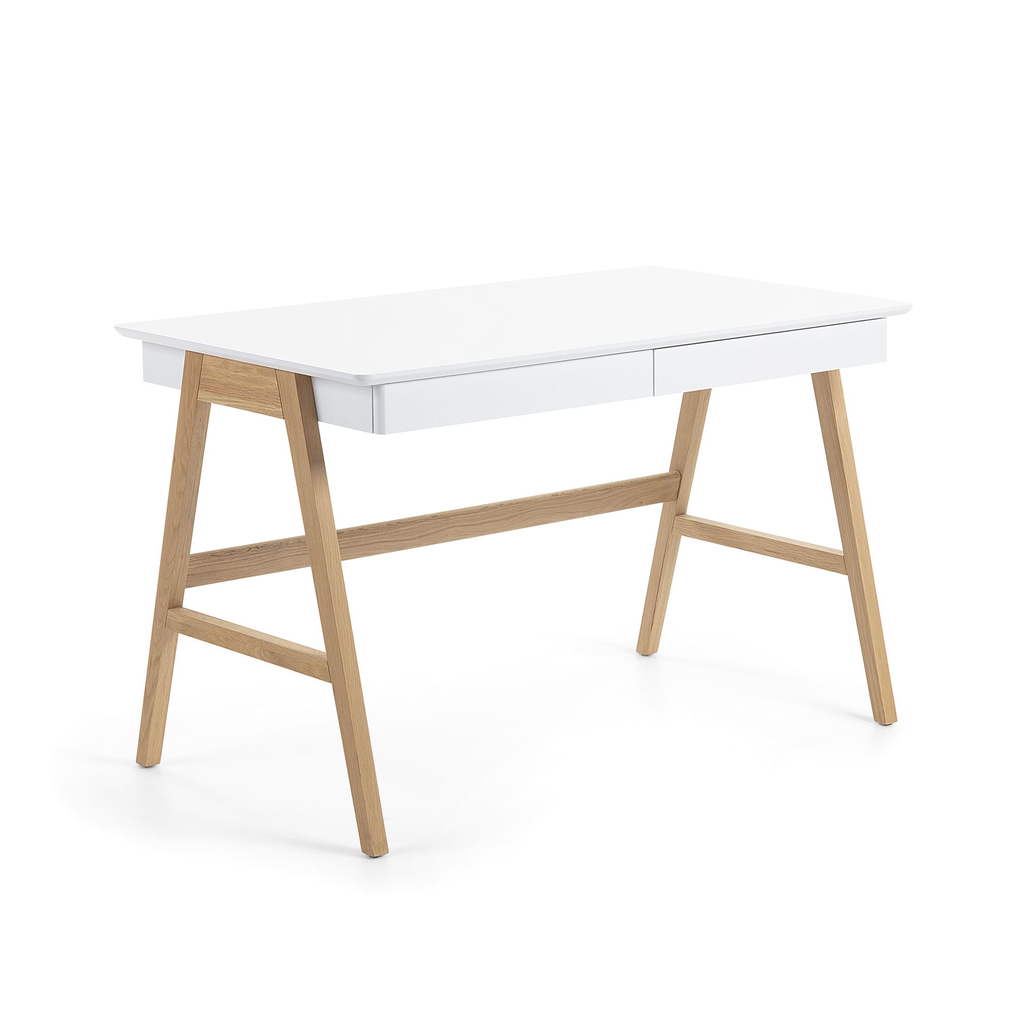 Table Dyana en MDF laqué blanc et pieds en frêne 120 x 60 cm