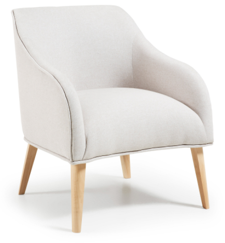 LOBBY armchair natural wood fabric beige