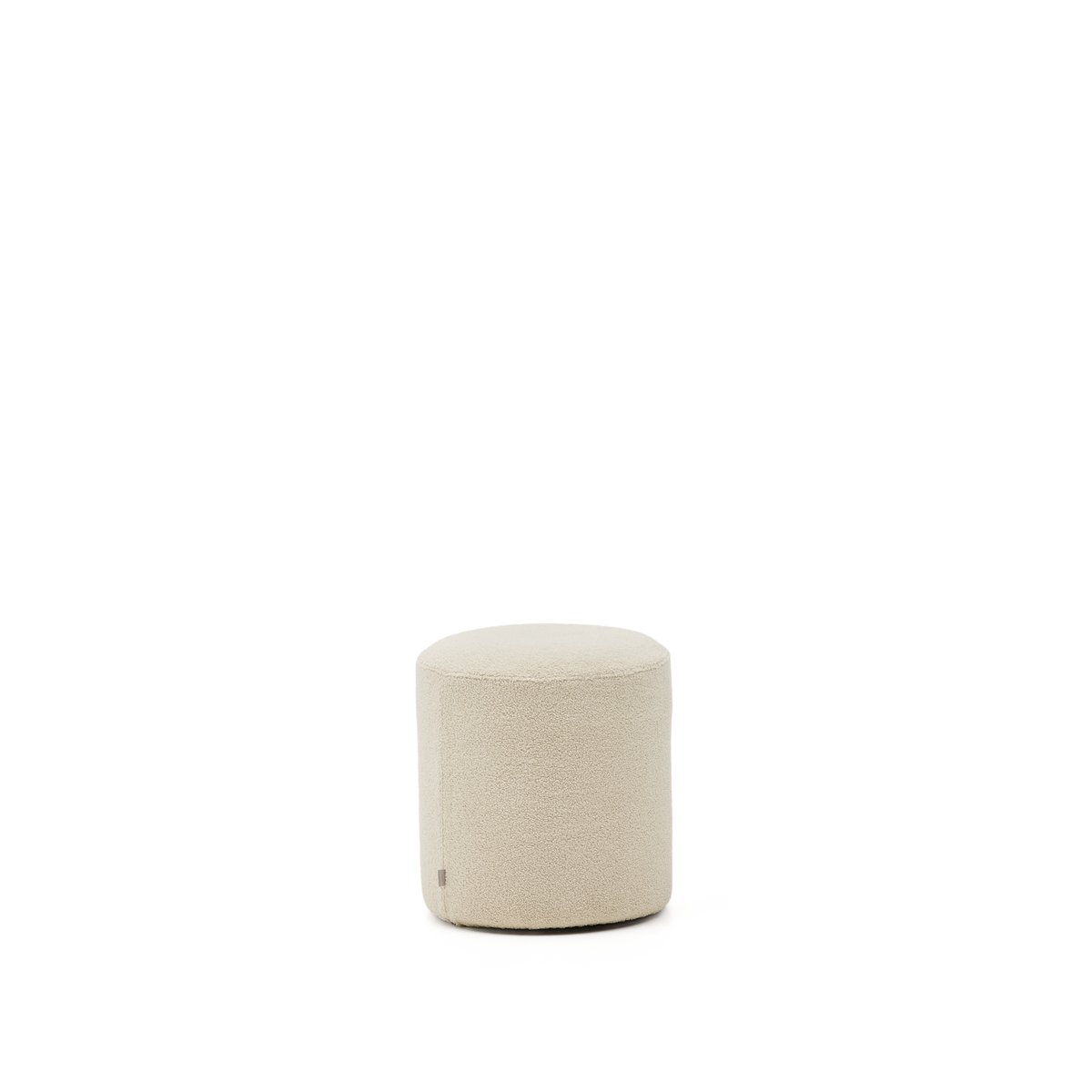 Kaeli footrest with removable cover in ecru bouclé Ø 43 cm