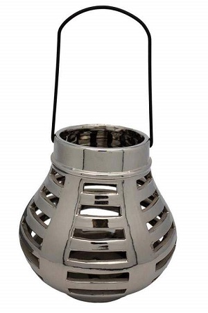 T2-C50-SI tealight lantern metalised ceramic S