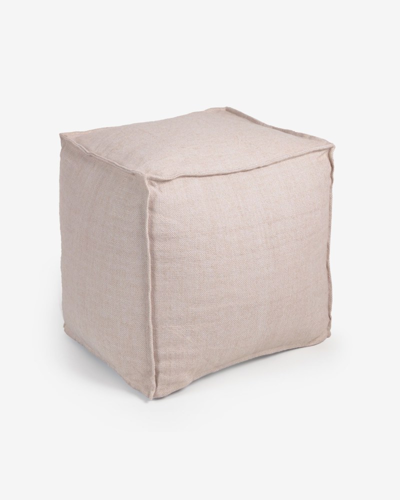 Leeith PET pouffe in beige 40 x 39 cm