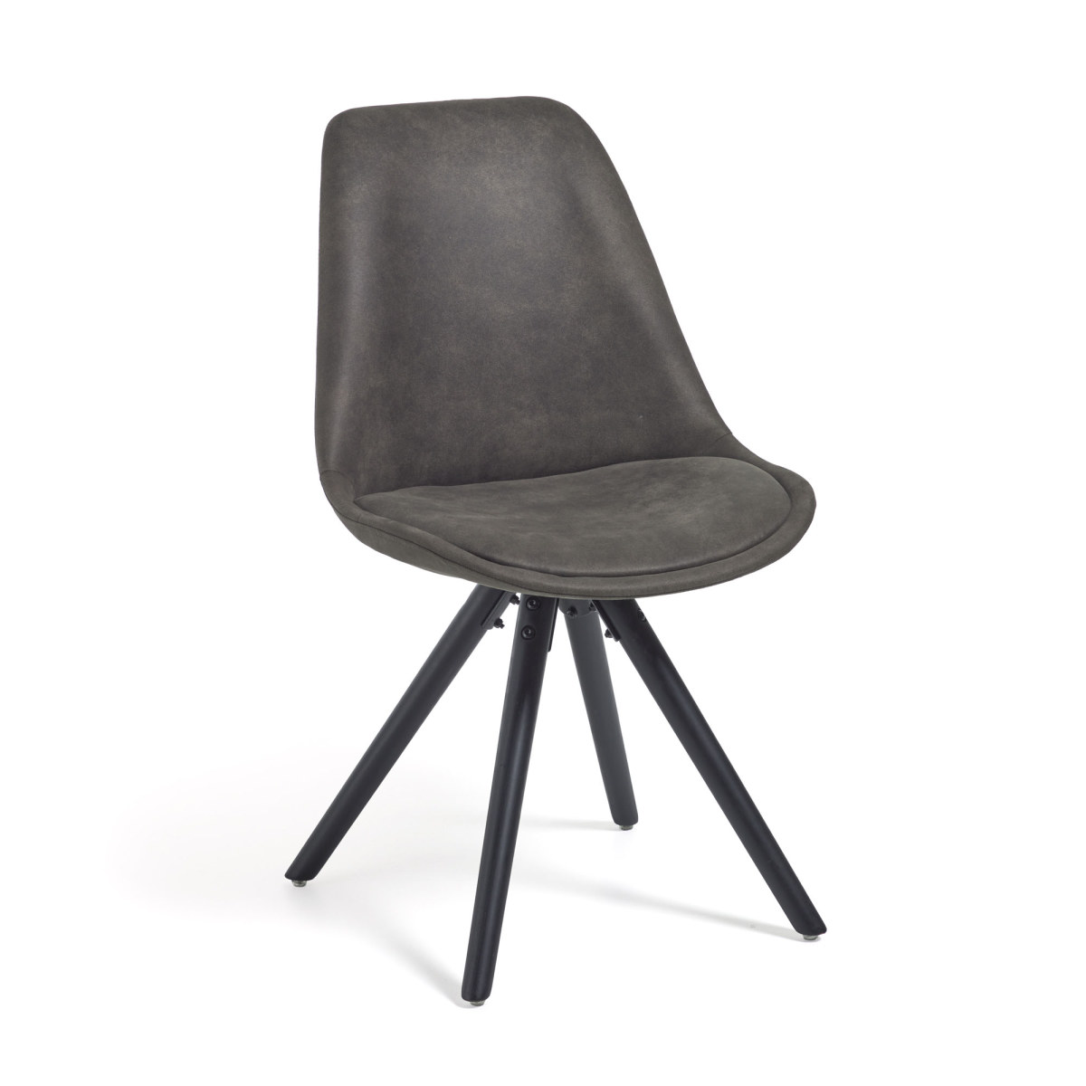 LARS chair black wood quilted fabric graphite