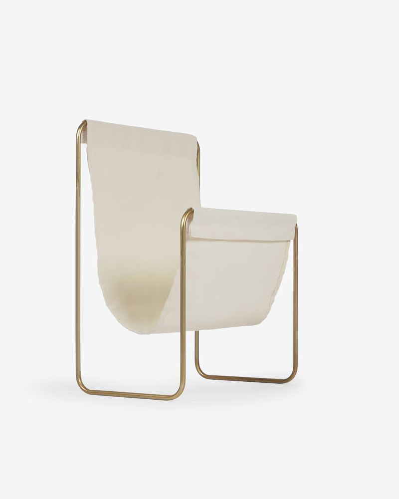 Siana beige magazine rack in golden metal