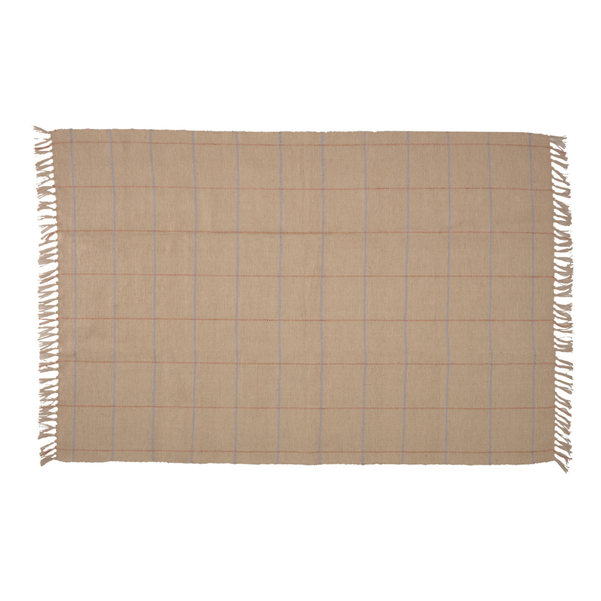 Badia natural rug with garnet and light blue stripes 160 x 230 cm