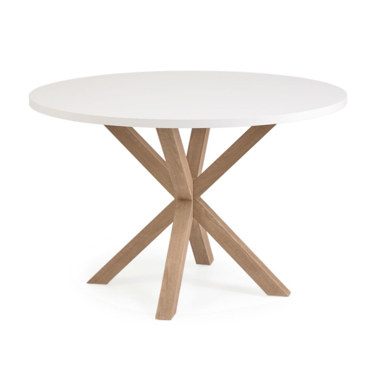 Argo round table in melamine with white finish and wood effect steel legs Ø 120 cm
