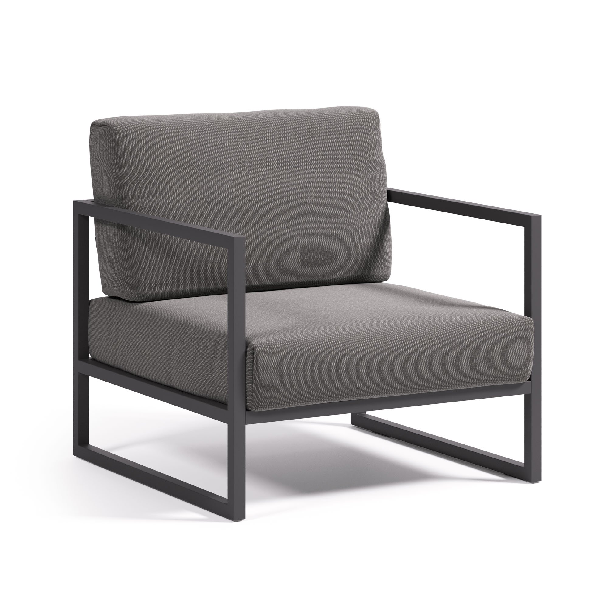 Comova 100% outdoor armchair in dark grey and black aluminium