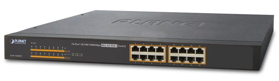 GSW-1600HP - 16-PORT 10/100/1000T 802.3AT POE+ ETHERNET SWITCH
