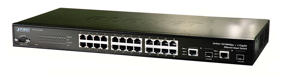 PLANET FGSW-2620RS 24-PORT 10/100BASE-TX + 2-PORT 10/100/1000BASE-T / MINI-GBIC (SFP) SMART SWITCH FGSW-2620RS