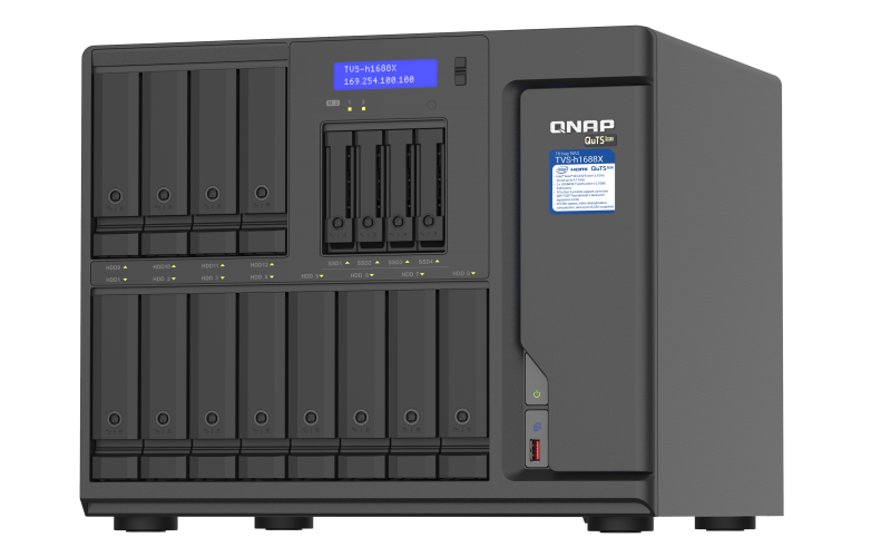 QNAP TVS-h1688X Intel® Xeon® W desktop QuTS hero NAS ideal for high-speed media collaboration over Thunderbolt™ 3 and 10GbE virtual machine applications
