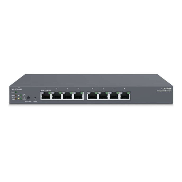 Engenius ECS-1008P CLOUD MANAGED GIGABIT 55W 8-PORT POE SWITCH / LAYER 2 SWITCH WITH MULTIPLE MANAGEMENT OPTIONS FOR COST-CONSCIOUS SMBS