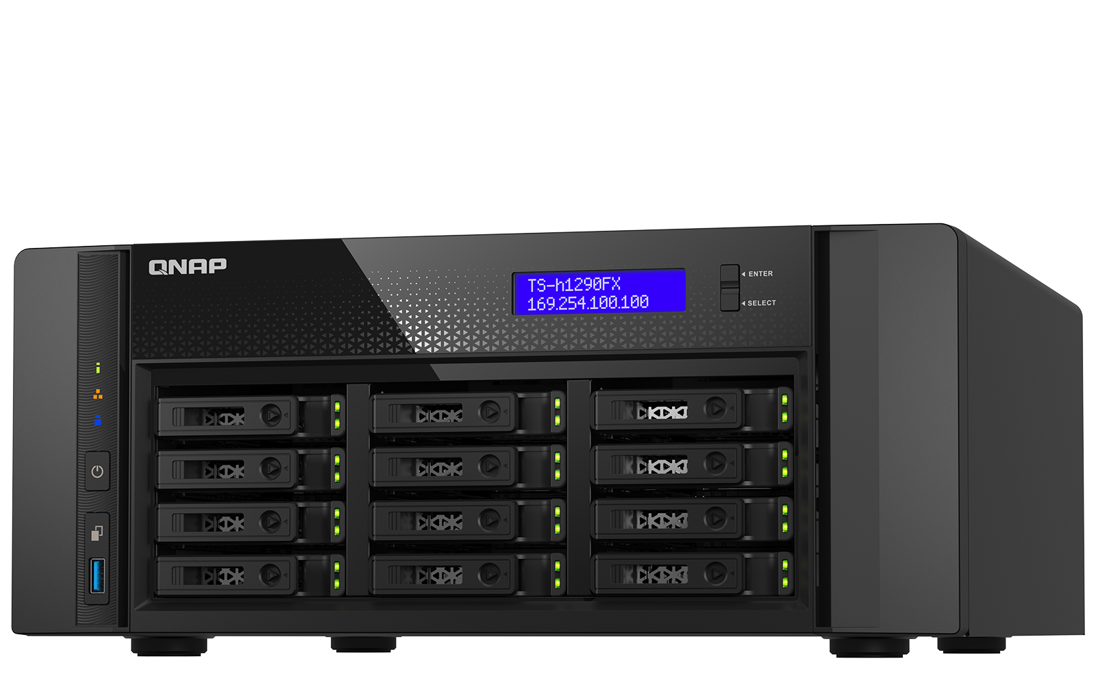 QNAP TS-h1290FX Powerful 12-bay U.2 NVMe SATA all-flash NAS featuring ZFS-based storage and 25GbE connectivity ideal for office environments collaborative 4K 8K video editing and file sharing (Supports QuTS hero or QTS system)