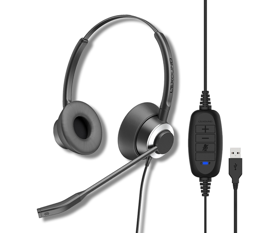 LEXOUND BINAURAL HEADSET | USB-A WIRED INCLUDING USB-A BX CORD FUNCTIONS | VOLUME AND MUTE CONTROLS | ACTIVE SOUND ENHANCEMENT